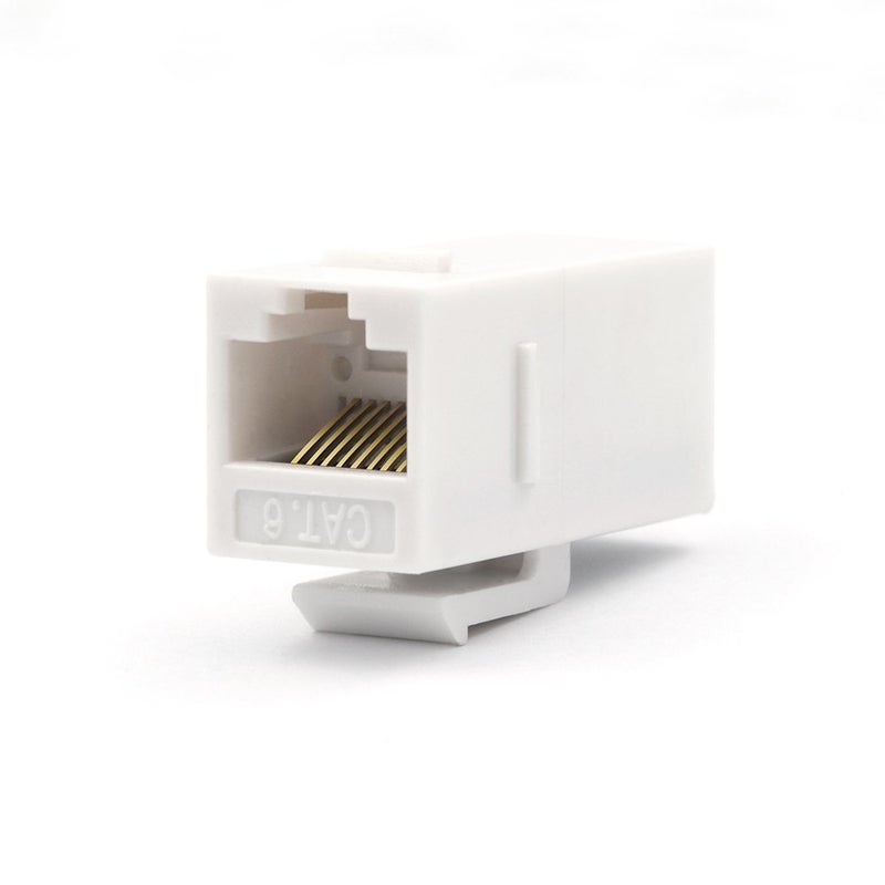 TENINYU 10-Pack CAT6 RJ45 Keystone Jack Female Coupler Insert Snap-in Connector Socket Adapter Port for Wall Plate Outlet Panel - White - Image 4